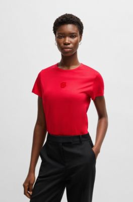 Mercerized-cotton T-shirt with Double B monogram, Red