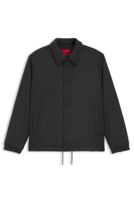 Regular-fit coach jacket in a wool blend, Grey