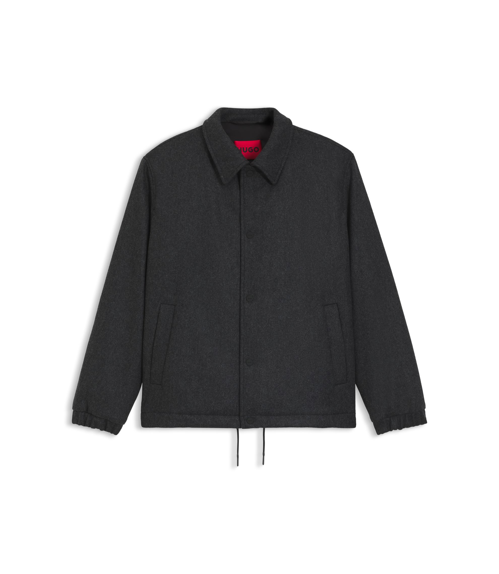 HUGO - Regular-fit coach jacket in a wool blend - Grey