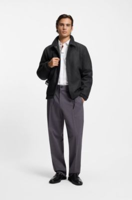 Regular-fit coach jacket in a wool blend, Grey