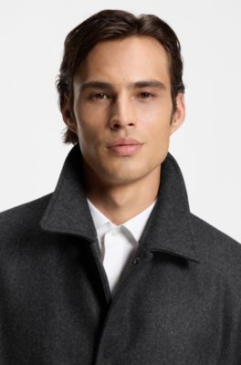 Chaqueta acolchada regular fit de estilo deportivo de mezcla de lana, Gris