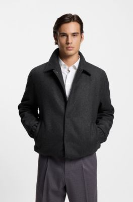 Regular-fit coach jacket in a wool blend, Grey