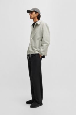 Regular-fit coach jacket in a wool blend, White