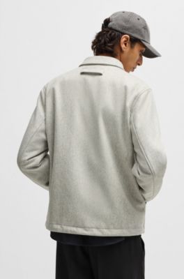 Regular-fit coach jacket in a wool blend, White