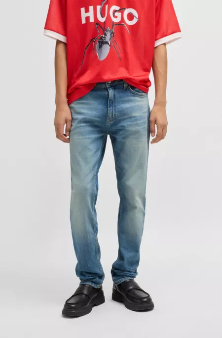 Slim-fit jeans in mid-blue stretch denim