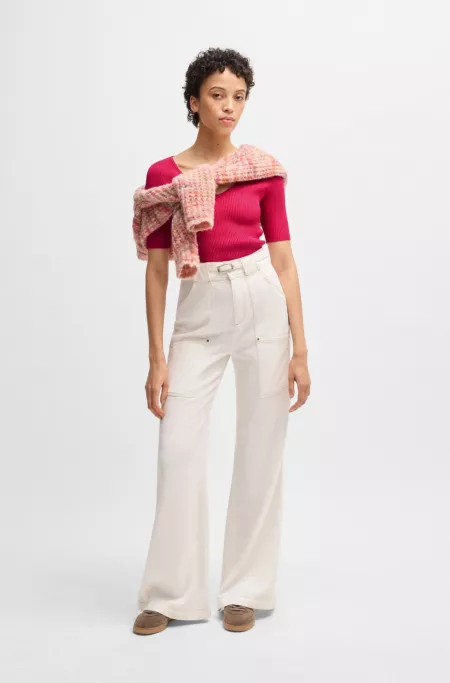 Knitted sweater with V neckline in slim fit