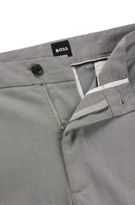 Pantalones regular fit de algod&oacute;n el&aacute;stico con microestampado, Gris oscuro