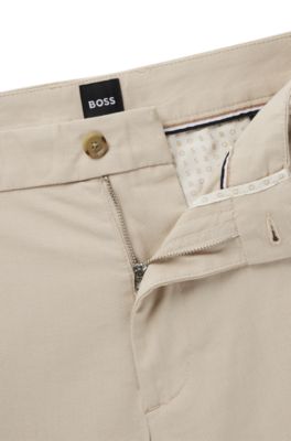 Pantalones regular fit de algod&oacute;n el&aacute;stico con microestampado, Beige claro