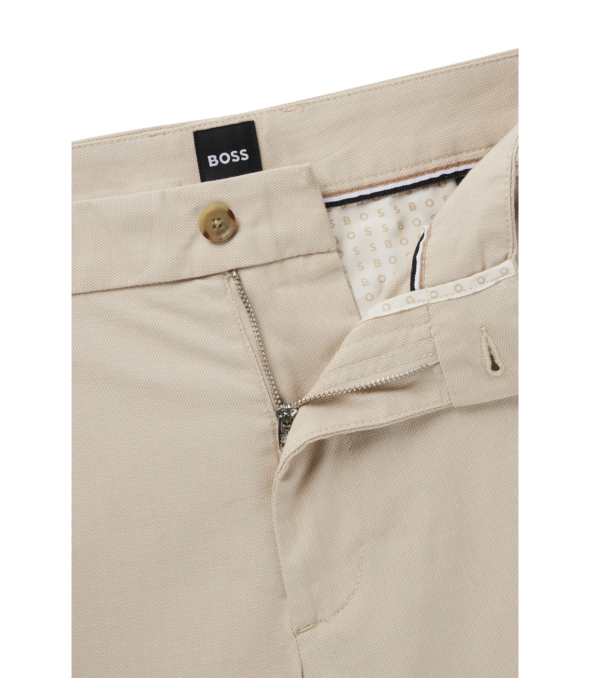 BOSS - Regular-fit trousers in micro-patterned stretch