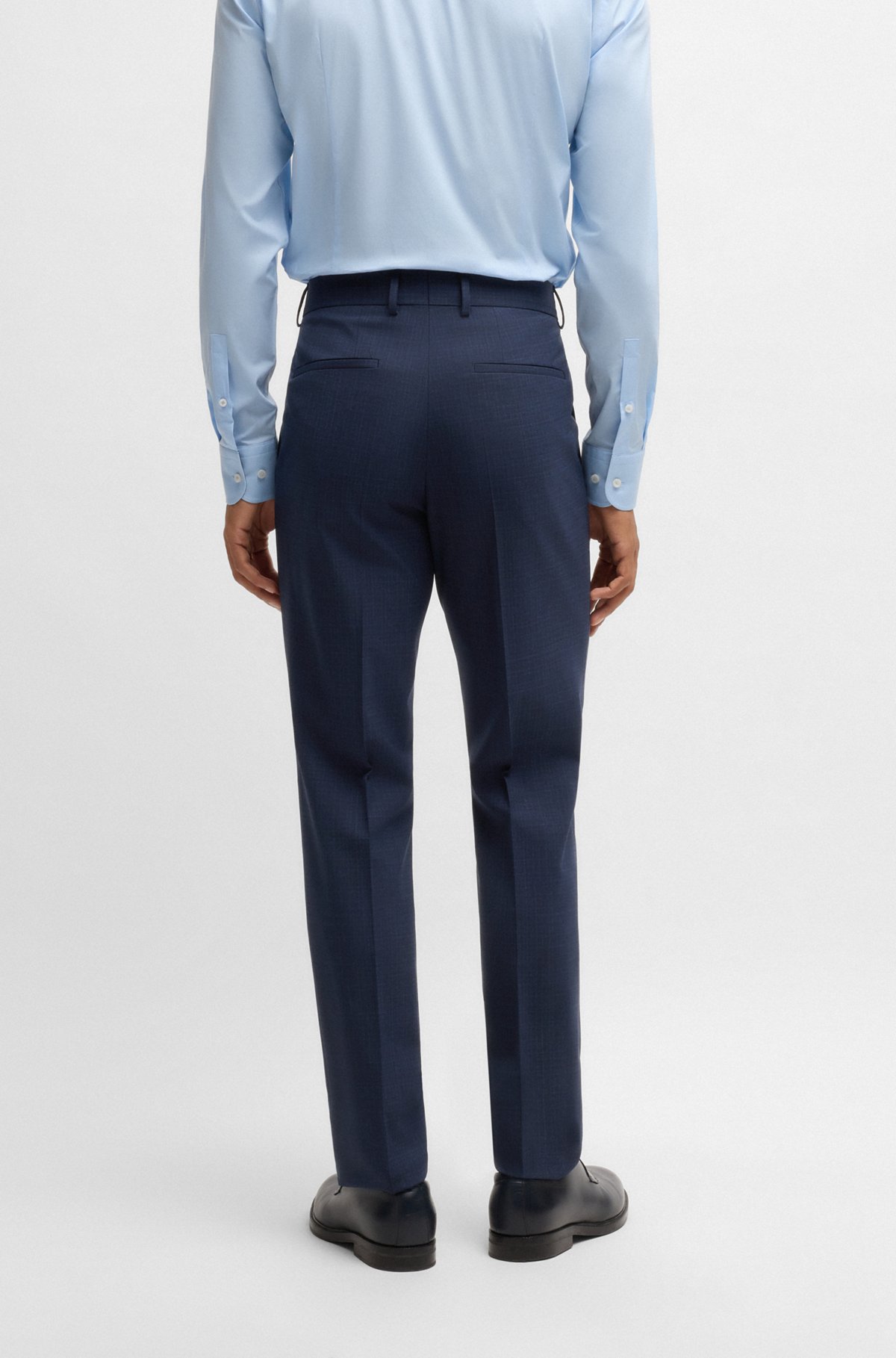 BOSS - Slim-fit three-piece suit in checked stretch cloth BOSS - Slim-fit three-piece suit in checked stretch cloth
