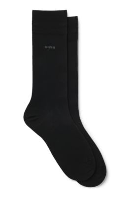 Paquete de dos pares de calcetines de largo normal en algod&oacute;n mercerizado, Negro