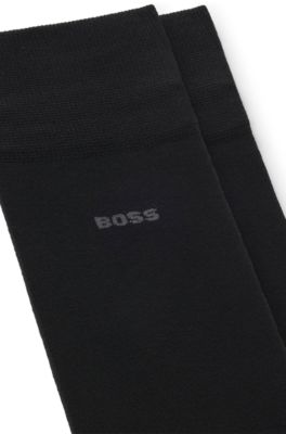 Paquete de dos pares de calcetines de largo normal en algod&oacute;n mercerizado, Negro