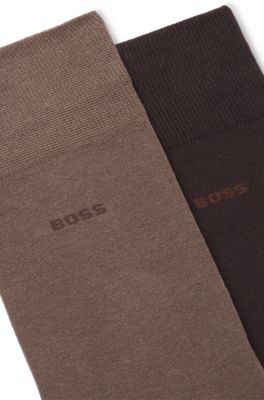 Two-pack of regular-length socks in a mercerised-cotton blend, Dark Brown