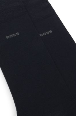Two-pack of regular-length socks in a mercerised-cotton blend, Dark Blue
