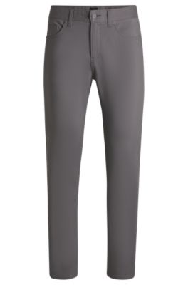 Slim-fit trousers in stretch cotton, Dark Grey