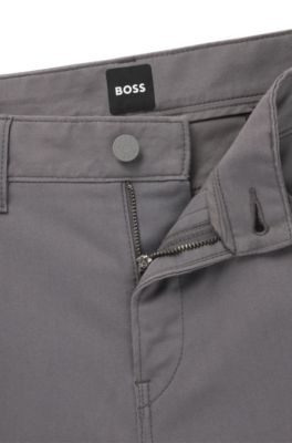 Slim-fit trousers in stretch cotton, Dark Grey