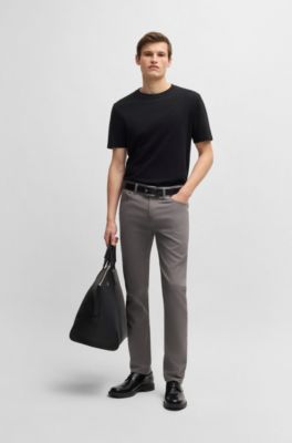 Slim-fit trousers in stretch cotton, Dark Grey