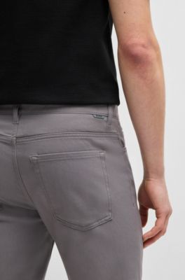 Slim-fit trousers in stretch cotton, Dark Grey