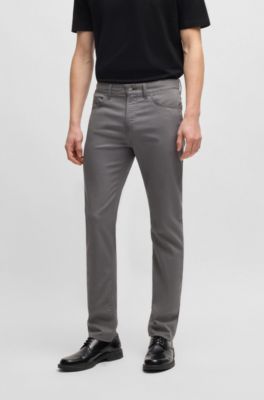 Slim-fit trousers in stretch cotton, Dark Grey