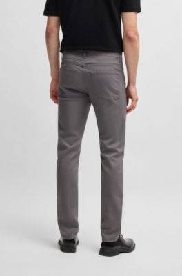 Slim-fit trousers in stretch cotton, Dark Grey