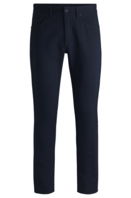 Slim-fit trousers in stretch cotton, Dark Blue