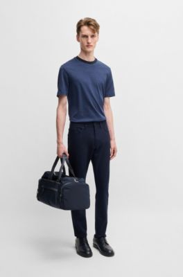 Slim-fit trousers in stretch cotton, Dark Blue