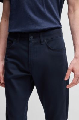 Slim-fit trousers in stretch cotton, Dark Blue