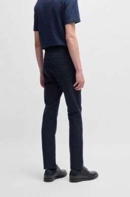 Slim-fit trousers in stretch cotton, Dark Blue