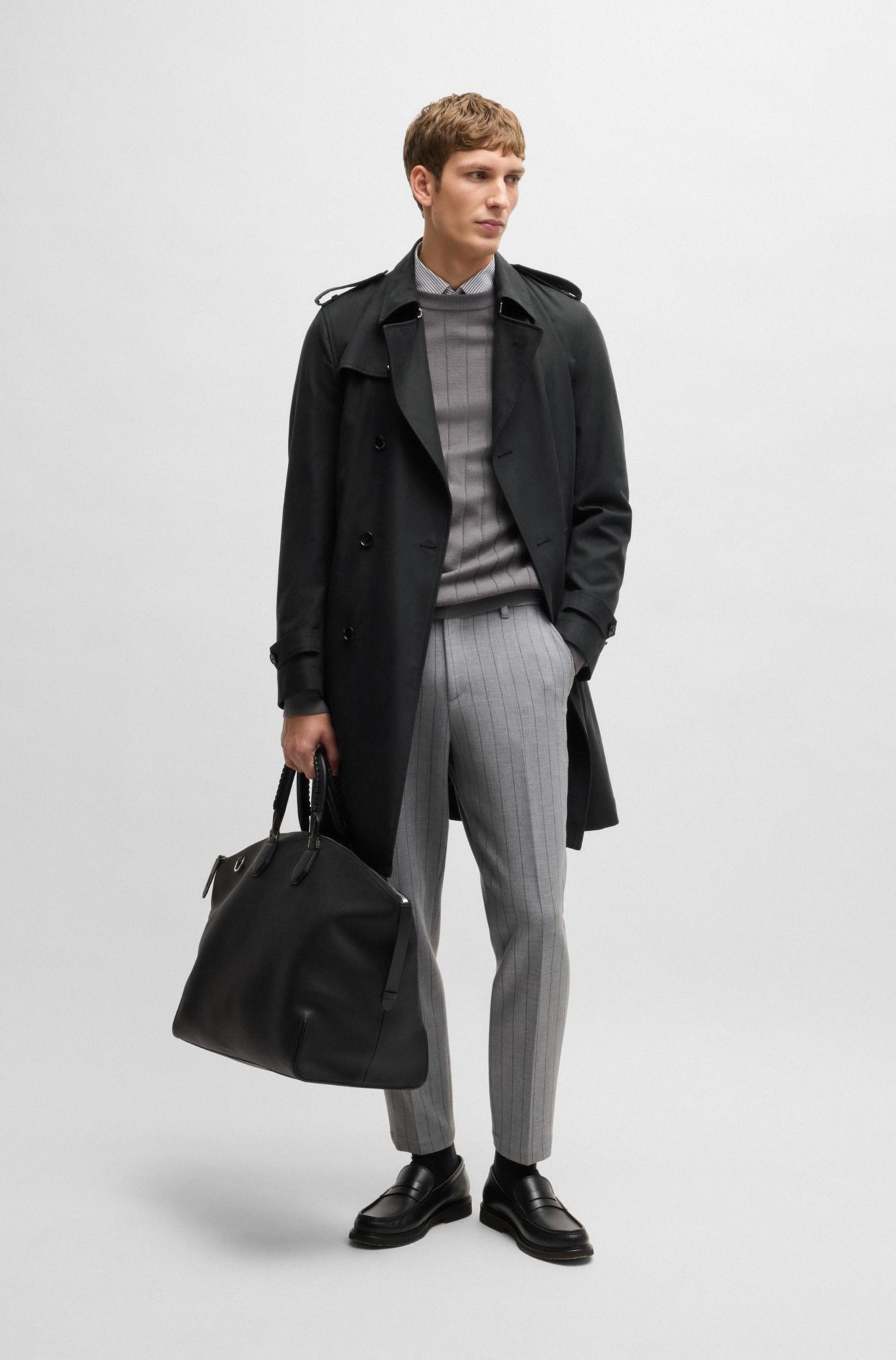 BOSS スリムフィットコート(slim fit coat) BOSS - Slim-fit coat in wool and cashmere - Dark Blue