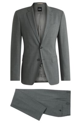 Hugo Boss Slim-fit Suit In Micro-patterned Stretch Cloth In Grey