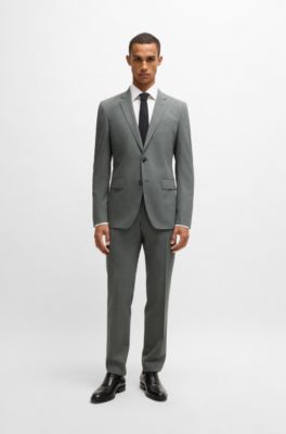 Slim-fit suit in micro-patterned stretch cloth, Grey