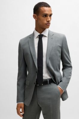 Slim-fit suit in micro-patterned stretch cloth, Grey