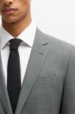 Slim-fit suit in micro-patterned stretch cloth, Grey