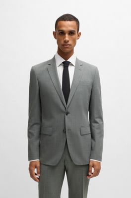 Slim-fit suit in micro-patterned stretch cloth, Grey