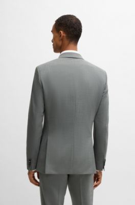 Slim-fit suit in micro-patterned stretch cloth, Grey