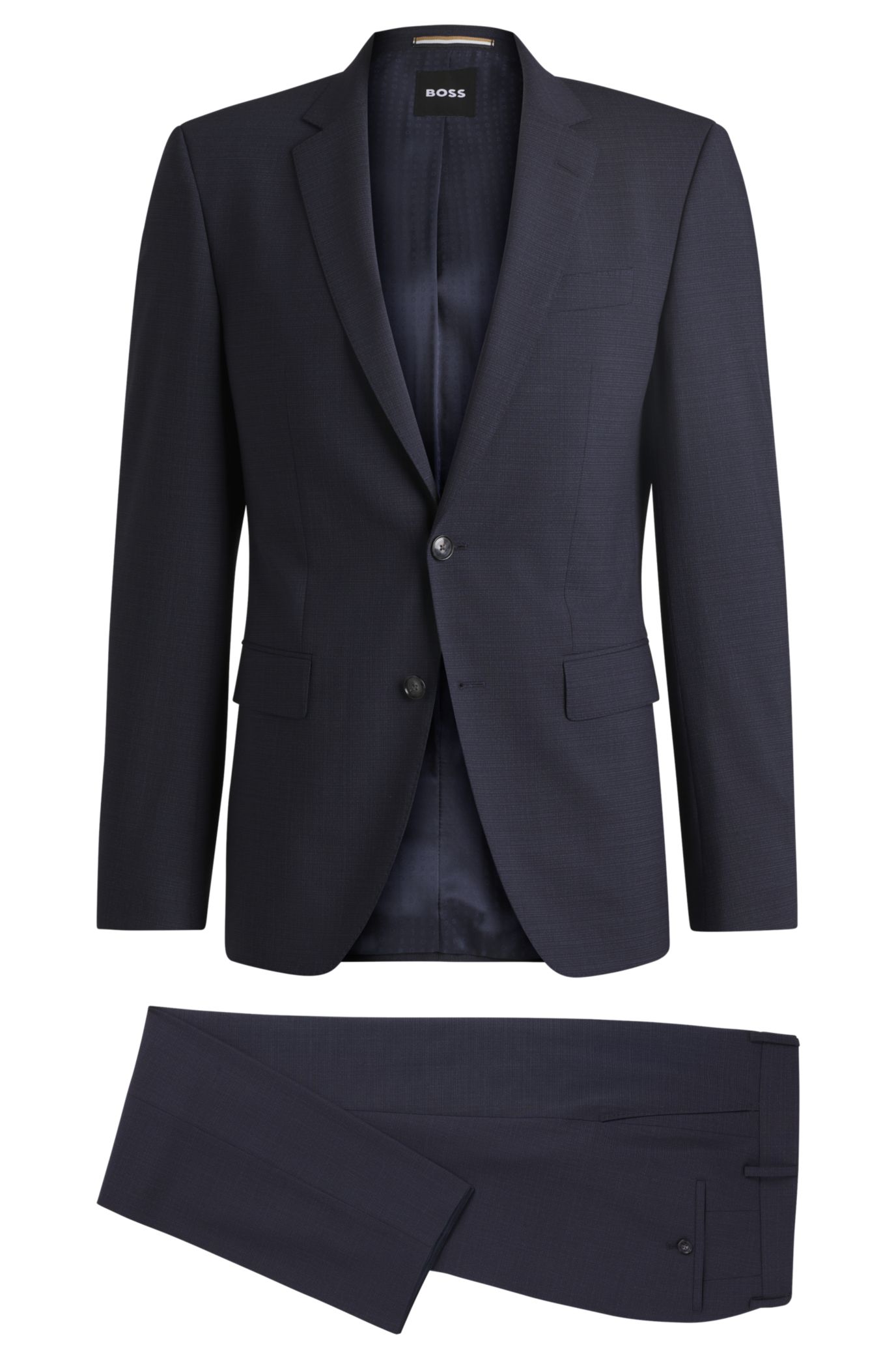 ターボディストーン　BOSS BOSS - Slim-fit suit in micro-patterned stretch cloth - Dark