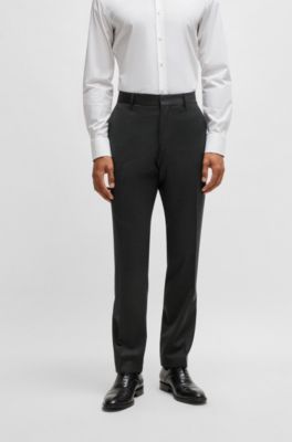 Slim-fit three-piece suit in patterned wool, Black