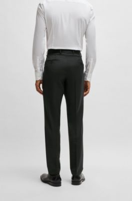 Slim-fit three-piece suit in patterned wool, Black