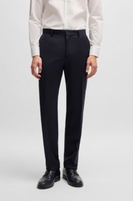 Slim-fit three-piece suit in patterned wool, Dark Blue