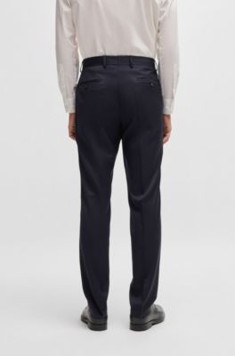 Slim-fit three-piece suit in patterned wool, Dark Blue