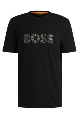 Tシャツ・カットソー Hugo Boss FW25 (50545145 10245425450) BOSS - Regular-fit T-shirt in cotton and linen - White / Beige