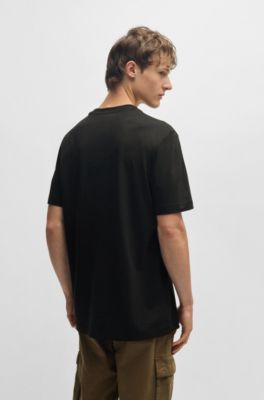 Cotton-jersey slim-fit T-shirt with logo print, Black