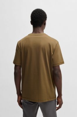 Cotton-jersey slim-fit T-shirt with logo print, Light Green