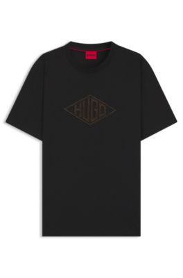 HUGO - Cotton-jersey T-shirt with geometric logo embroidery