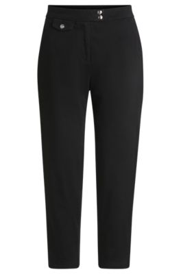 Casual chinos in stretch-cotton satin, Black