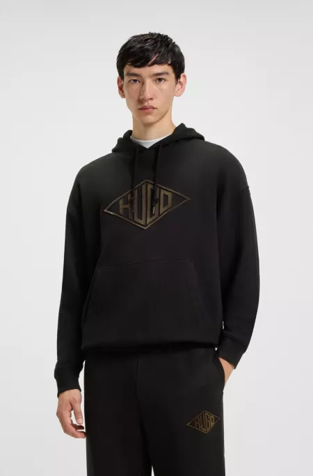 Cotton-terry hoodie with embroidered logo