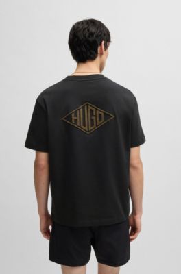 Relaxed-fit T-shirt in cotton with embroidered logo, Black