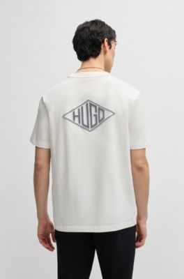 Camiseta relaxed fit de algod&oacute;n con logo bordado, Blanco