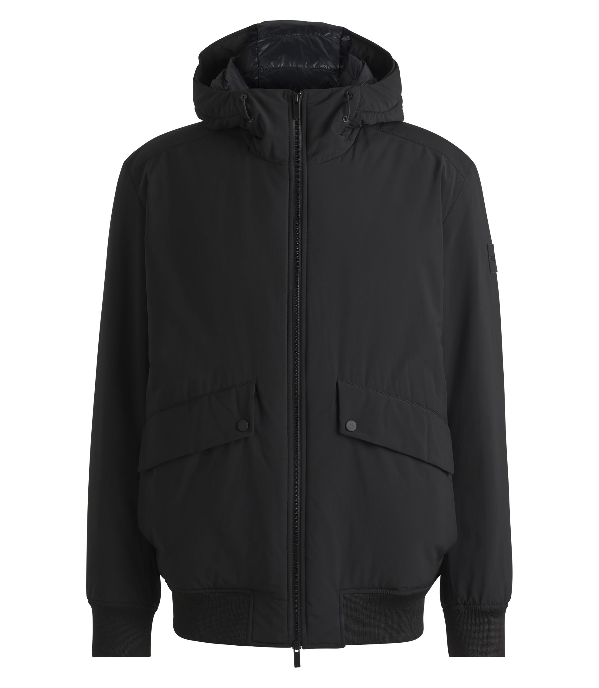HUGO BOSS / holy allee/フーディーナイロンジャケット/46/ナイロン/NVY/50538048/// BOSS - Water-repellent down jacket in a regular fit - Black