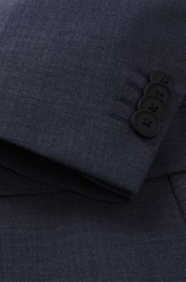 Slim-fit suit in micro-patterned performance-stretch fabric, Blue